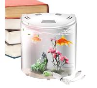 Aquarium Betta, Petit aquarirum Betta, Petit Ornement, Piscine Or de pêche à la Chronique de pêche Transparente avec Pompe à Eau, lit, escargots, crabes, Confusion, Petits