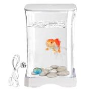 Aquarium Betta - Petit Bassin en Acrylique avec lumière LED - Bol Transparent Betta pour aménagement paysager Aquatique - Décoration de Table pour crevettes, crabes, Poissons