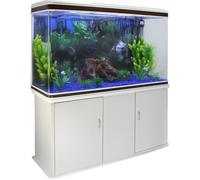 Aquarium - Blanc - 300 litres - Graviers Bleu - Meuble BLANC