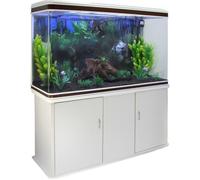 Aquarium Blanc - Kits et Accessoires de Démarrage - Graviers Noir - Meuble BLANC - 143,5cm x 120,5cm x 39 cm