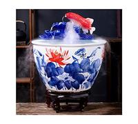 Aquarium Bol à Poisson en céramique de Style Chinois Bureau Salon Balcon du Sol au Plafond Accueil Circulation Débit Ornement d'eau Cour Bol à Poisson Rouge Décoration D'aquarium(53cm)