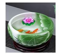 Aquarium Bol de poisson rouge en céramique aquarium peint à la main bureau grand réservoir de tortue porte-bonheur narcisse Lotus Pot réservoir Aquarium Kits de démarrage Décoration D'aquarium(B,32cm)