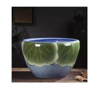 Aquarium chinois rétro en céramique pour balcon, bureau, salon, aquarium, cour, pot de fleurs en verre (M)