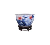 Aquarium chinois rétro peint à la main en céramique pour salon, tortue, étude, peinture et calligraphie, réservoir à riz domestique, aquarium en verre (S)