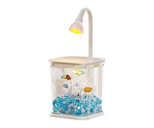 Aquarium Clear Fish - Réservoir de bureau minimaliste avec lumière brillante intégrée, filtration silencieuse | Coque transparente pour crustacés, terrarium à eau décoratif pour station de t