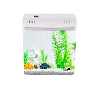 Aquarium compact, mini réservoir d'eau salée, éclairage de réservoir en verre, habitat en acrylique avec système de filtration, décoration de bureau avec look élégant, accessoires de récif pour méduse