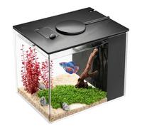 Aquarium complet avec filtre latéral et pompe 20 x 15 x 15 cm, design auto-circulant avec éclairage tricolore, convient pour les poissons d'ornement, crevettes et plantes, pour bureau, salon, bureau