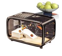 Aquarium De Bureau - Bac À Poissons Tortue Décor Escalade - Habitat Aquatique en Acrylique avec Orifice d'alimentation Supérieur pour Tortues Crevettes Betta Et