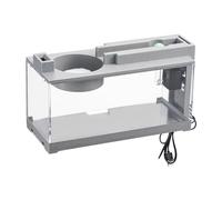 Aquarium de bureau Betta en verre, petit aquarium, kit décoratif d'aquarium tropical d'eau douce LED, aquarium rétro silencieux avec pompe à air, aquarium rectangulaire