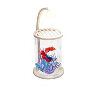 Aquarium de Bureau - Décoration avec Éclairage et Bol Transparent - Aquarium à Branchement pour Betta de Petite Taille - Pour Les Crevettes, Le Berceau, Le Coin De Pièce, Le Paysagisme, La Table Basse