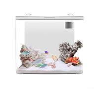 Aquarium de bureau en acrylique 20 x 20 x 14 cm avec éclairage LED et filtre à trois couches pour crevettes Betta et poissons rouges et petits animaux aquatiques Pompe silencieuse (blanc)