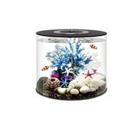 Aquarium De Bureau En Acrylique, Petit Aquarium Cylindrique Doté D'un Éclairage LED Tricolore Et D'un Système De Filtration, Incluant Un Kit De Micro-paysage À Assembler Soi-même(Multi-colored-D)