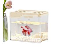 Aquarium de bureau en polypropylène transparent + PC 12 × 8 × 10 cm | Boîte d'élevage de poissons d'aquarium avec lumière LED, design pour Goldfis/tortue, poisson avec trou d'aération sur le dessus |