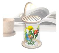 Aquarium De Bureau Lumineux - Mini Aquarium Épais De Haute Clarté | Ornement Nécessitant Peu D'entretien Pour Bureau, B́ureau, Chambre À Coucher, Salle Ďe Classe, Comprend Un Éclairage LED Pour Un Att