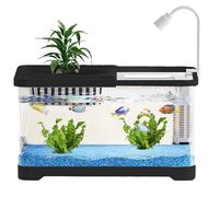 Aquarium De Poissons Betta - Mini Réservoir Transparent avec Filtre, Bol Transparent | Mangeoire Paysagère pour Crevettes, Guppy, Escargots, Tortues, Méduses, pour Animaux De Compagnie, Configuration