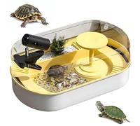 Aquarium De Réservoir De Tortues, 52x32x19.5 Cm Habitat De Reptile, Zone De Douche Arrière De Tortue, Conception Anti-Escape, Conception du Trou De Drainage Inférieur, Plate-Forme Solaire