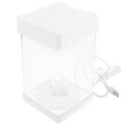 Aquarium de Table Transparent avec Lumière, Mini Modèle USB Blanc | Plastique Lisse, sans Angles Morts, Entretien Facile, pour Chambre, Salon, Bureau, Ambiance Douce