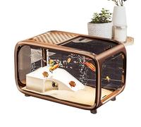 Aquarium | De Tortue avec Décoration Escalade pour Bureau | Habitat Clair avec Trou d'alimentation Supérieur pour Crevettes Escargots Aquatiques Betta