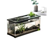 Aquarium De Tortue - Réservoir Portable, Aquarium Hydroponique Filtré | Petit Habitat Aquatique Transparent avec Bol De Culture Végétale, Système D’Eau Filtrée avec Oxygène pour Crustacés Tropicaux
