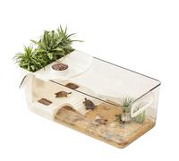 Aquarium de Tortues - Grand Terrarium Amovible de 28 x 14 x 13 cm, enclos pour Reptiles, réservoir de Tortue Transparent, kit de démarrage | pour Salamandres Crabes Petits Animaux Salons Intérieurs