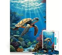 Aquarium de Tortues Marines Puzzle de 1000 pièces pour Adolescents Jeu de logique et de réflexion Simple et Amusant Bords Lisses Cadeau élégant (50x75cm)