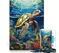 Aquarium de Tortues Marines Puzzle de 1000 pièces pour Adolescents Jeu de logique Solide Amusant et paisible Découpe de précision (50x75cm)