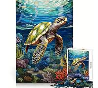 Aquarium de Tortues Marines Puzzle de 1000 pièces pour Adolescents Jeu de logique Solide Amusant et paisible Découpe de précision (50x75cm)