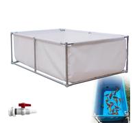 Aquarium d'extérieur pour piscine - Réservoir de rétention temporaire pour poissons d'eau salée, aquarium de pisciculture avec vanne de vidange et support en métal, étangs hors sol