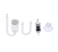 Aquarium Diffuseur de CO2 4 Pièces Transparent Verre et Céramique Avec Clapet Anti-retour Tuyau en U avec Ventouse