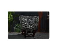 Aquarium en céramique de style chinois, cour, aquarium, tortue, salon, balcon, bureau, Feng Shui, aquarium porte-bonheur, aquarium en verre (E, 58 cm)