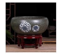 Aquarium en céramique de style chinois pour poisson rouge pour la maison, le salon, le bureau, le bureau, l'aquarium, kit de démarrage d'aquarium en verre (C, 41 cm)