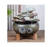 Aquarium en céramique de style chinois pour poissons rouges - Fontaine à eau - Petit bol à poissons - Pour bureau, salon - Aquarium de culture de poissons décoratif en verre (A, 50 cm)