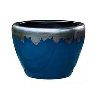 Aquarium en céramique émaillée bleue pour salon, grand réservoir d'eau, cour, nénuphar, lotus, aquarium ornemental en verre (42 cm)