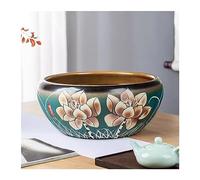 Aquarium en céramique fait à la main pour décoration de bureau, de salon, nénuphar, pot de fleurs hydroponique, réservoir de tortue en verre (32 cm)
