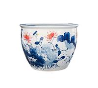 Aquarium en céramique pour poissons rouges - Aquarium de culture de poisson - Aquarium de jardin - Aquarium de lotus - Grand réservoir d'eau - Kit de démarrage en verre (A, 73 cm)