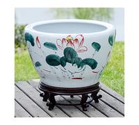 Aquarium en céramique pour poissons rouges - Grand réservoir d'eau en verre pour salon - Lotus - Grand réservoir d'eau - Cour - Aquarium en verre (B, 53 cm)