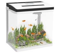 Aquarium en verre - PawHut - avec filtre couvercle et lumière LED pour poissons capacité 28 L - verre - 38x26x39,5cm - blanc
