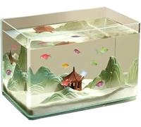 Aquarium en Verre pour Aquarium à Bord incurvé pour Salon, Petit Aquarium de Bureau en Verre Transparent pour Aquarium, boîte d'élevage de Tortues, kit d'aquarium (35 x 20 x 22 cm) - 35 x 20 x 22 cm