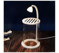 Aquarium en Verre Transparent Et Arrondi, avec Interface U+B Et Lustre LED, Adapté à Divers Poissons Tropicaux, Bettas, CichlidéS Et Crevettes D'Ornement.-Round White