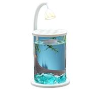Aquarium en Verre Transparent Et Arrondi, avec Interface U+B Et Lustre LED, Adapté à Divers Poissons Tropicaux, Bettas, CichlidéS Et Crevettes D'Ornement.-Round Green Crystal