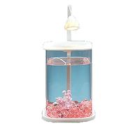 Aquarium en Verre Transparent Et Arrondi, avec Interface U+B Et Lustre LED, Adapté à Divers Poissons Tropicaux, Bettas, CichlidéS Et Crevettes D'Ornement.-Square Pink