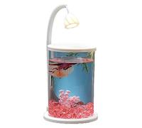 Aquarium en Verre Transparent Et Arrondi, avec Interface U+B Et Lustre LED, Adapté à Divers Poissons Tropicaux, Bettas, CichlidéS Et Crevettes D'Ornement.-Round Pink Ice Diamond