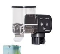 Aquarium Feeder, Smart Auto Dispenser, Rechargeable Feeding System, Precise Programmable Timer, Black with Clear Drum, Excellent for Vacation Pond Use Or Daily Turtle Nutrition