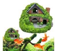 Aquarium Fish House, Reptile Cave Decorations, Resin Fish Tank & Tunnel Accessories for Aquatic Pets, Natural-Looking Decorations for, 5.12x4.92x3.54 inches