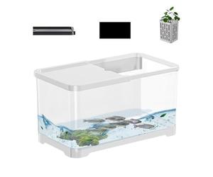 Aquarium Fish Tank | 30.6×19.6×18.4cm Small Aquarium Decorative Saltwater Áquarium Kit | Creative Fish Áquarium with Basket, Versatile F́ish Tanks for Jellyfish, Guppy, Shrimp,