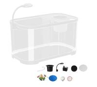 Aquarium Gold Fish Tank Starter - Self Cleaning Nano Aquarium | Decorative Desktop Fish Tank | Glass Turtle Kit | Clear Silent Decorative Desktop for Betta Terrapin Frog AQ