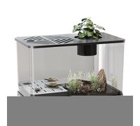 Aquarium | Kit Complet Grand Aquarium de Bureau avec Zone de Repos pour Tortue | Conteneur Panoramique HD avec Espace de Repos pour Tortue pour Aquatiques Guppys Crevettes Méduses, Décoration de Burea