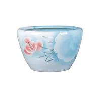 Aquarium moderne chinois traditionnel en céramique bleu feuille de lotus fleur de lotus aquarium de pêche extérieur intérieur salon Feng Shui décoratif aquarium tortue aquarium vue bureau (41cmx25cm)