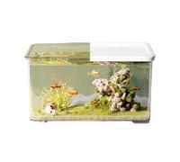 Aquarium moderne en acrylique transparent avec couvercle coulissant petit salon bureau aquarium décoration de bureau tortue aquarium affichage de bureau (blanc)