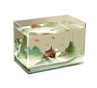 Aquarium moderne en verre bord incurvé salon petit aquarium bureau en verre transparent boîte de culture de tortue affichage de bureau (20x14x16cm)